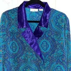 Vintage Gold Label Victoria’s Secret Purple Paisley on Teal Nightshirt (Med)